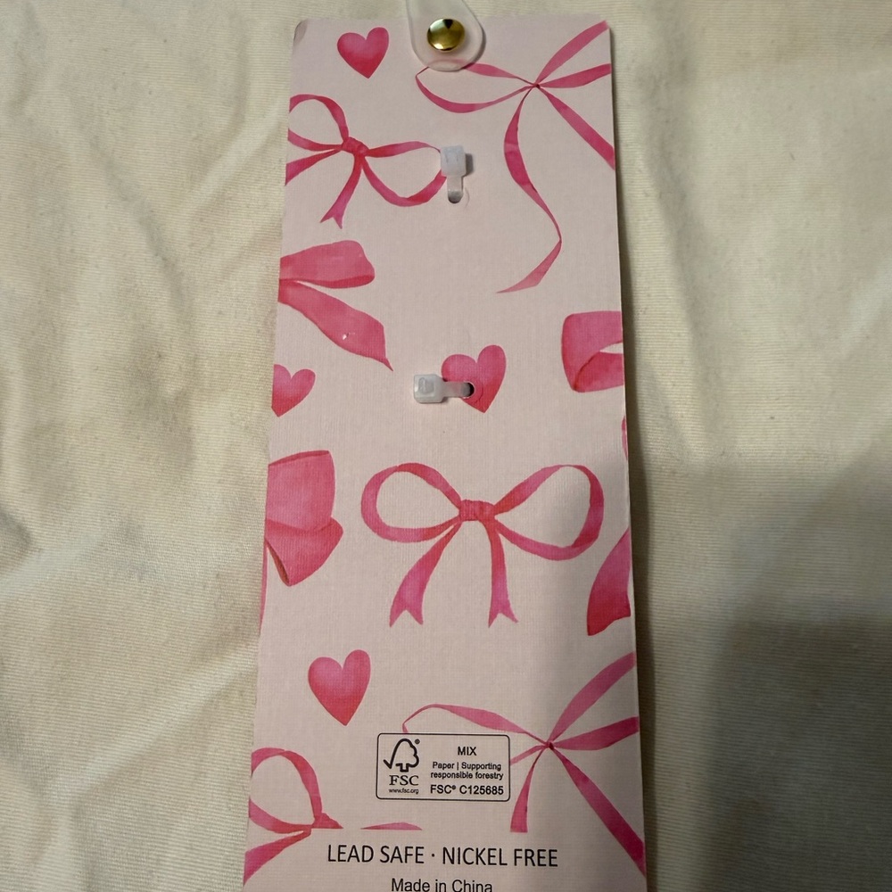 Piper & K Pink Bow Pattern Key & Bag Charm with Gold Hardware - Picture 2 of 2